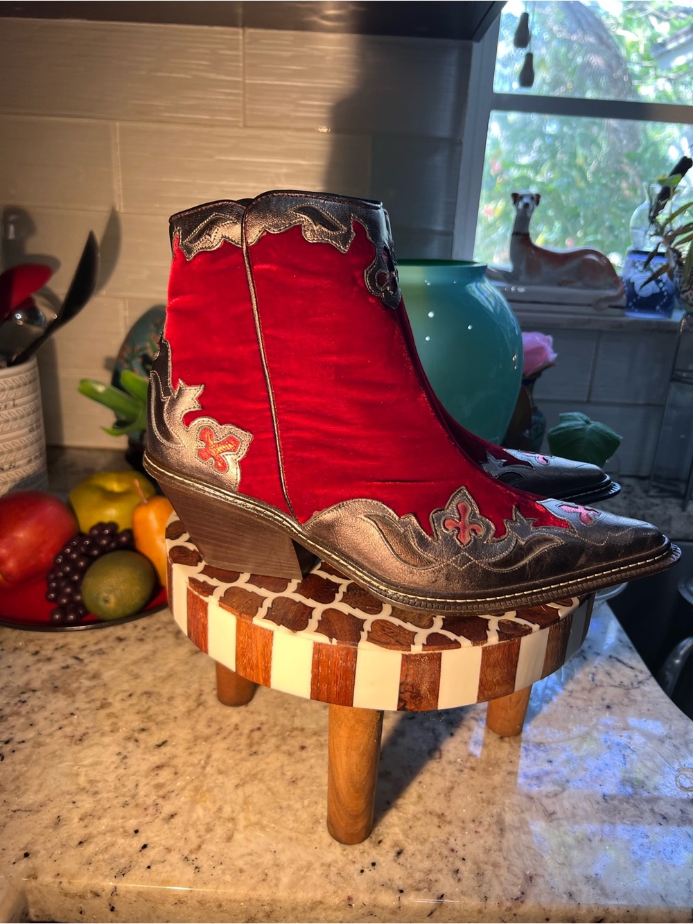Donald J. Pliner Red Velvet Western Couture Ankle Boots NEW Price firm - Picture 5 of 16